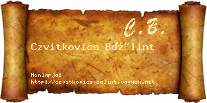 Czvitkovics Bálint névjegykártya
